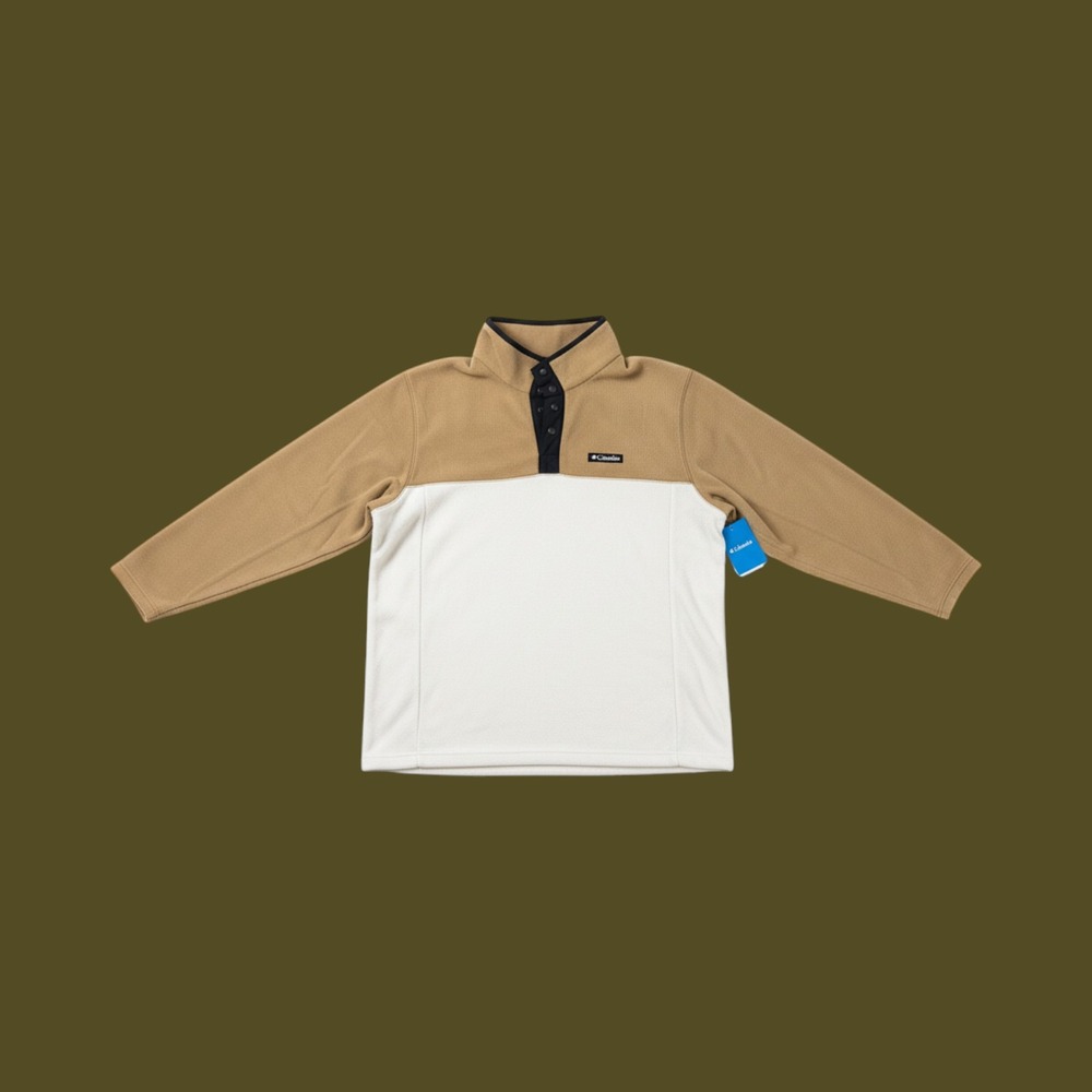 Columbia Mens Steens Mountain Snap Fleece Pullover Tan Cream XL NEW NWT